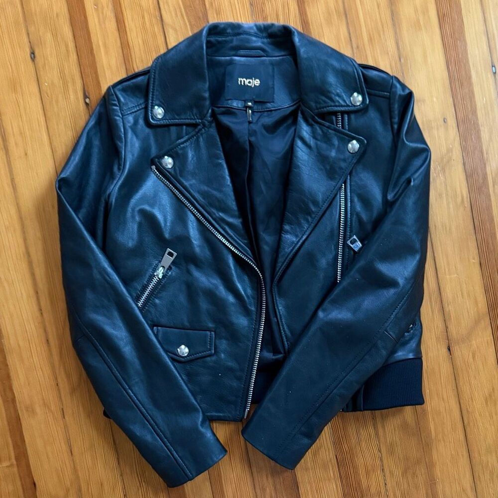 Maje Lamb Leather Biker Jacket NWOT Size M/38